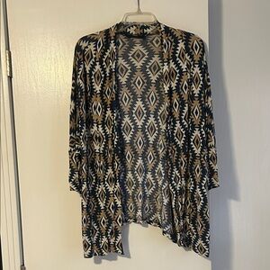 Peach Love California Aztec Open Front Cardigan